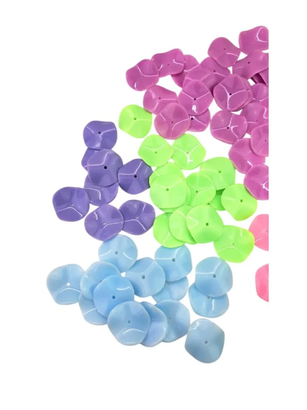 Vintage Plastic Wavy Flower Petal Disc Beads Crafts Jewelry 1.5